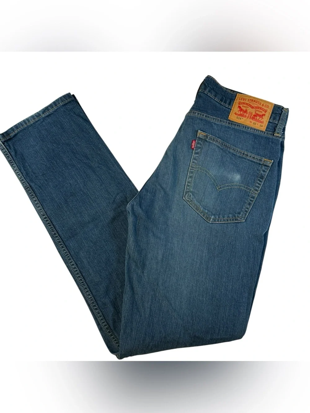 Levi’s 514 Straight Jeans Men’s 33x34 Medium Wash Stretch WaterLess Denim
